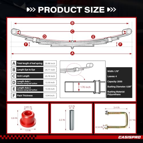 Golf Cart Rear 4-Leaf Spring Kit for EZGO TXT/Medalist 1994-2013 Heavy Duty Suspension