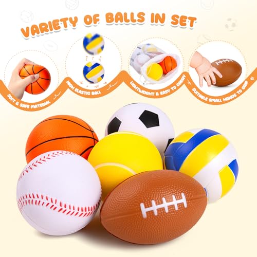Kids Foam Ball Set - 6 Soft 3.5 Inch Sports Balls for Indoor & Outdoor Play - Variation of THIS listing