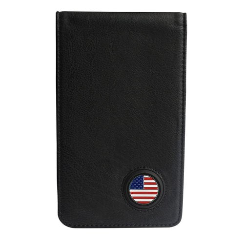 PINMEI Golf Leather Scorecard Holder Cover Yardage Book Cover with American Flag Golf Ball Marker and A Free Pencil 4.33 × 7.48 inches