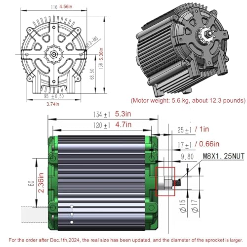 Kunray KR5V V2 72V 5000W Brushless DC Electric Motor for E-Bikes & Scooters