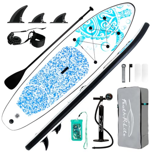 Inflatable Stand Up Paddle Board with Accessories - Light Blue Sea Turtle 10'6" x 33" x 6"