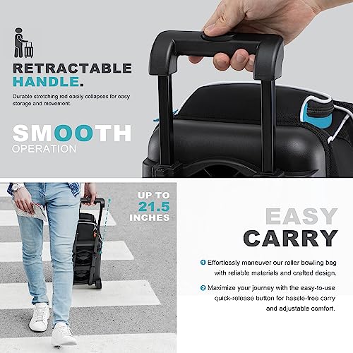 GoHimal Double Roller Bowling Bag Black-Blue | 2 Balls Shoe Compartment