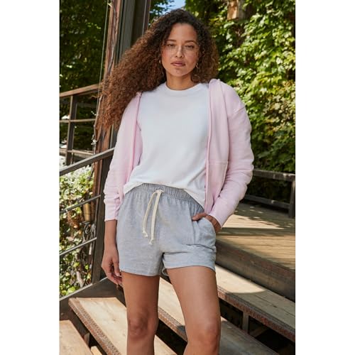 Large Black Hanes Women's Essential Drawstring Cotton Shorts - Comfortable & Adjustable