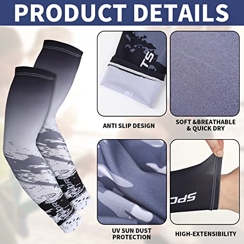 UV Sun Protection Arm Sleeves 4 Pairs Cooling Ice Silk Sports Cover for Men Women