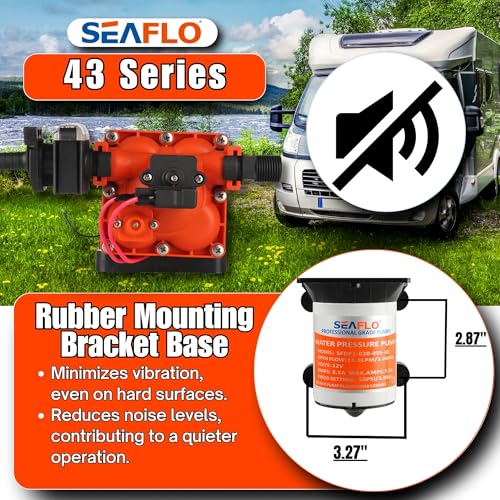 SEAFLO 43-Series Water Pressure Diaphragm Pump 12V, 3 GPM, 55 PSI for RV Boat Off-Grid