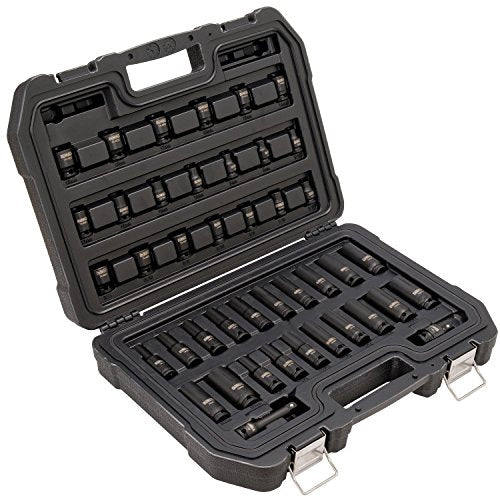 DEWALT 3/8-Inch Drive Impact Socket Set, 42-Piece Combination SAE/Metric with Laser Markings