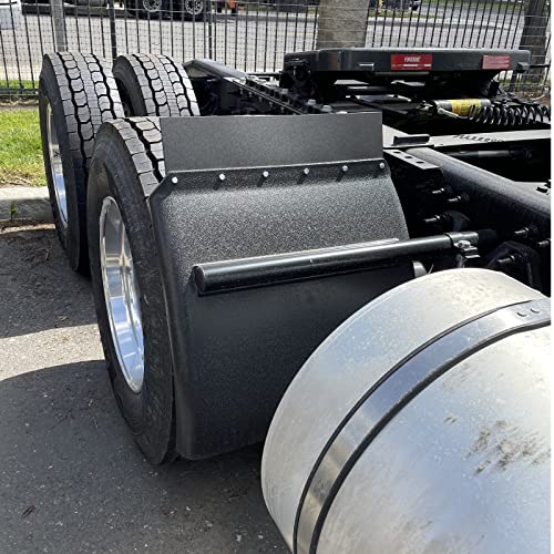 BHTOP Semi Truck Quarter Fenders Set 24x24 Black Poly with Mounting Kit - Left & Right