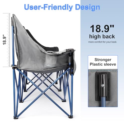 CAMPHILL 3-Person Folding Camping Chair with Thick Padding, Supports 900 lbs