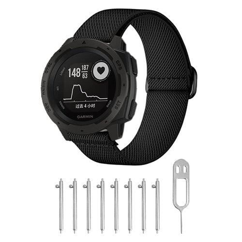 3 Packs Stretchy Nylon Bands Compatible with Garmin Instinct/Instinct 2 Solar/Instinct 3 45mm, 22mm Sport Breathable Wristband for Garmin Instinct Tactical/Solar/Tide/Esports (Black/Gray/Army Green)