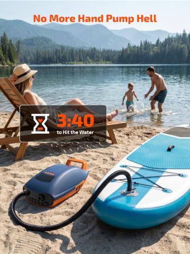 Electric SUP Pump with 78Wh Battery and Rapid Inflation for Paddle Boards & Inflatable Water Sports