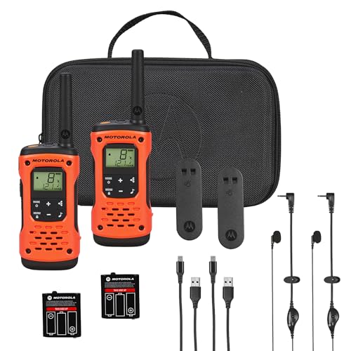 Motorola Solutions T605_H2O Waterproof Walkie Talkie Two-Way Radio 2 Pack, 22 Channels, 35 Mile Range, Orange/Black
