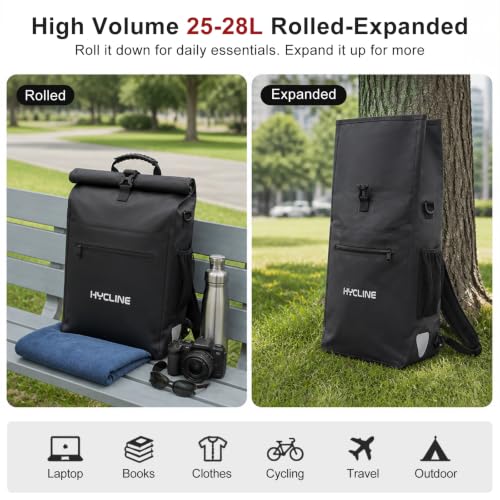 Hycline Waterproof Bike Panniers 28L 5-in-1 Rear Rack Bag Set (2PCS)