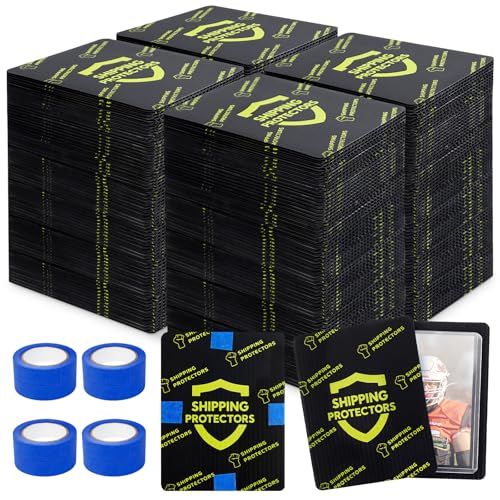 Black 1000-Pack Trading Card Shipping Protectors 3.5 x 4.5 Inches with Tape