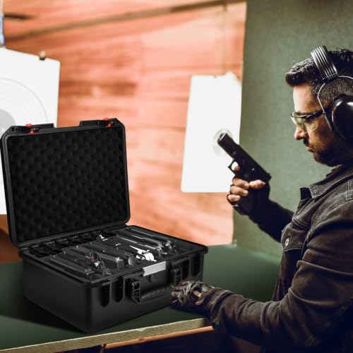 8 Pistol & 9 Magazine Storage Case - Modular Hard Gun Case for Multiple Handguns