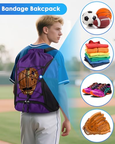 Purple Soccer Bag, Waterproof Football Backpack with Shoes & Ball Compartments