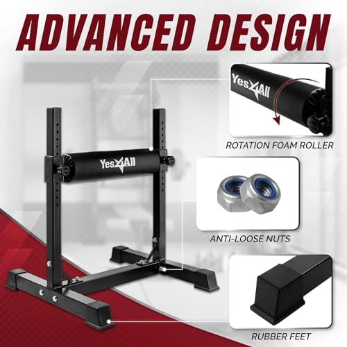 Yes4All Bulgarian Split Squat Stand - Adjustable Height, Black, Single Leg Roller