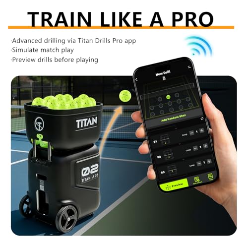 Pickleball Ball Machine with Invertible Hopper - 110 Balls, App Control, Lightweight