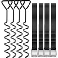 Heavy Duty Trampoline Stakes Anchors Kit - Black 4 Pack 15.84" Galvanized Steel Wind Anchors