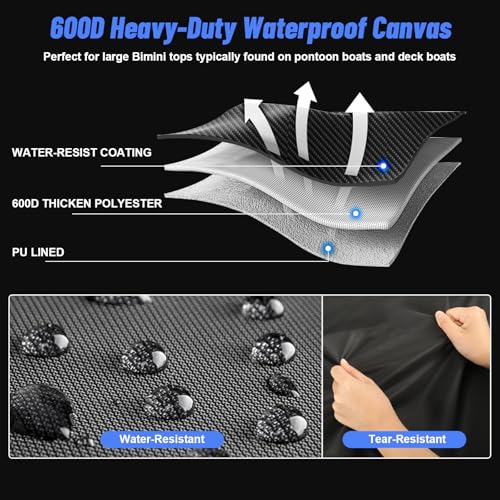 HWEIUA Oversize Bimini Top Storage Boot Cover 103" Waterproof Canvas Boat Cover