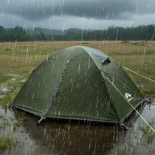 Night Cat 2-Person Waterproof Backpacking Tent with Aluminum Poles - Green, Army Green Variant
