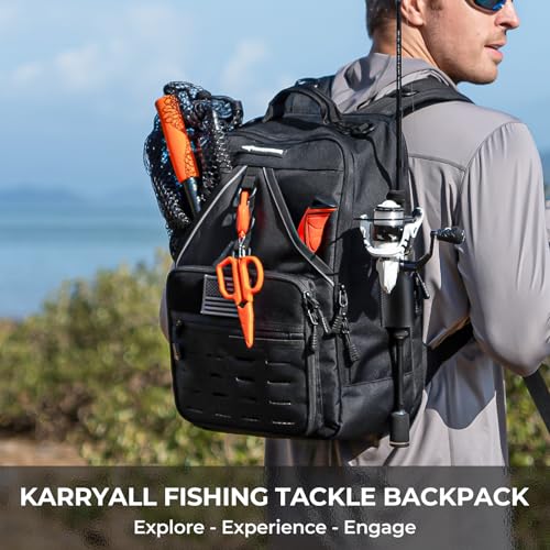 Medium 26L Waterproof Fishing Backpack with Rod Holder & Tackle Boxes