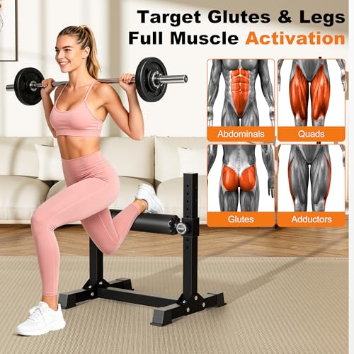 TRAKMAXI Adjustable Black Bulgarian Split Squat Stand with 9 Levels, 350lb Capacity Home Gym Equipment