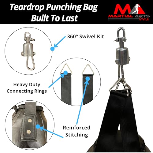 Wrecking Ball Punching Bag - Black 110cm Heavy Teardrop Boxing MMA Training Bag