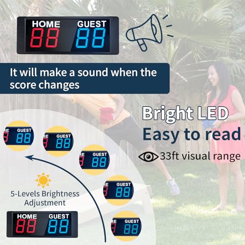 Rechargeable LED Portable Digital Scoreboard with Remote - Red & Blue
