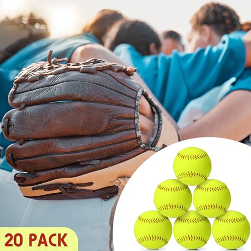20 Softball Practice Balls with Mesh Bag - 12 Inch Training Softballs for Sports