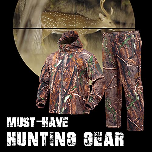 YEVHEV Small Camo Tree Hunting Hoodie & Pants Suit - Quiet Camouflage Clothing