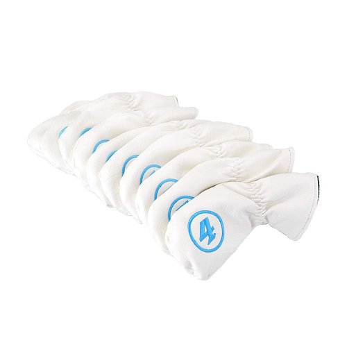 GOOACTION 10PCS/Set Golf Club Iron Head Covers Set with Puppy Pattern Thick Synthetic Leather White Funny Headcovers (4.5.6.7.8.9.AW.PW.SW.Blank)