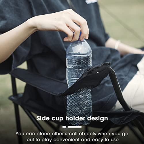Damei Century Black Portable Folding Camping Chair 4-Pack Lightweight Outdoor Seat