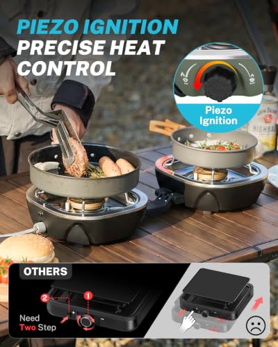 Gonex Black Propane Camping Stove 2-Burner Portable 20,000 BTU for Outdoor Cooking