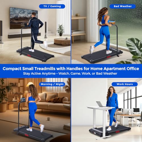 Portable Walking Pad Treadmill with Handle Bar & Incline for Home Fitness