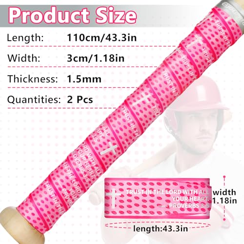 Pink Baseball Bat Grip Wrap 2 Pack Non-Slip Softball & Baseball Accessories PROVERBS 3:5