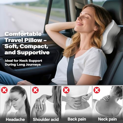 SAHEYER Grey Memory Foam Travel Pillow for Camping & Sleeping