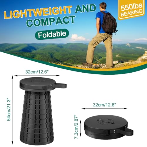 XXXL Collapsible Portable Stool - 21.3 Inch Round Seat, Lightweight & Heavy Duty