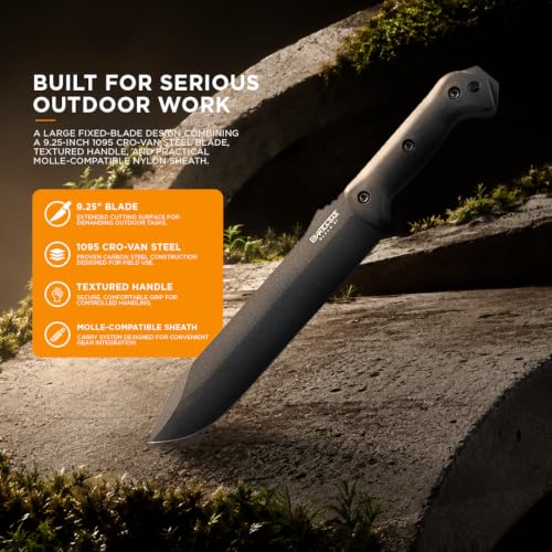 Tactical Combat Bowie Knife 9.25 inch Blade with Sheath, 1095 Cro-Van Steel