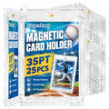 25 Pack Magnetic Card Holders for Trading Cards - Slim 35pt One Touch Protectors with Magnetic Closure