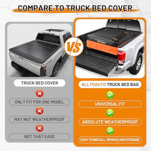 AlltoAuto 26 CuFt Waterproof Truck Bed Cargo Bag Orange/Black Heavy Duty PVC