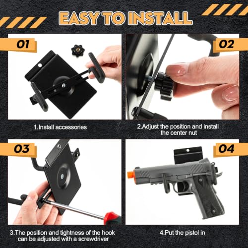 Yaocom 10 Pcs Slotted Panel Wall Mount Pistol Holders - Adjustable Gun Display Kit