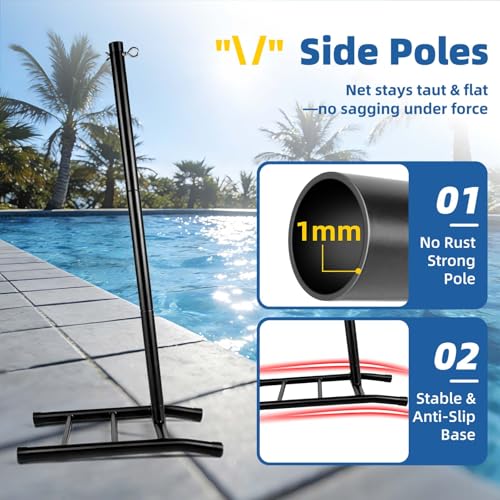 Olybeaka Blue Pool Volleyball Net Set, 30ft Adjustable & Heavy-Duty for Inground Pools