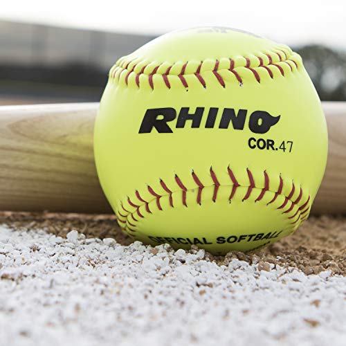 Synthetic Leather Softballs 12 Inch Pack of 12 - Cork Core, Red Seams, NFHS Approved