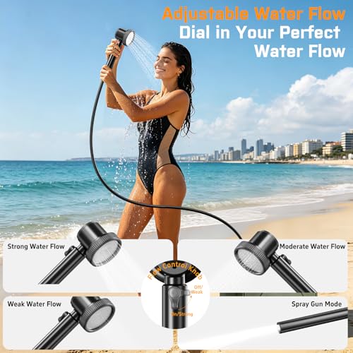 Green Portable Camping Shower Kit with 5-Gallon Water Jug & Electric Pump