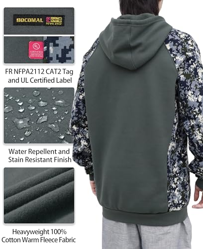 BOCOMAL Men's 12oz Cotton Fleece Camouflage Hoodie Pullover Sweatshirt