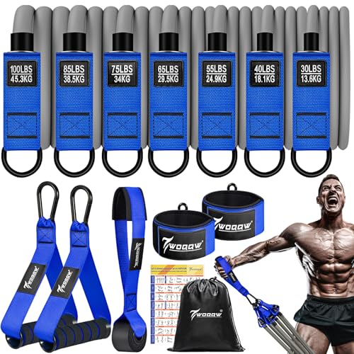 Blue Heavy Resistance Bands Set 450lbs with Handles for Muscle Training