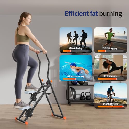 Foldable Stair Climber with Resistance Bands for Full Body Cardio Workout