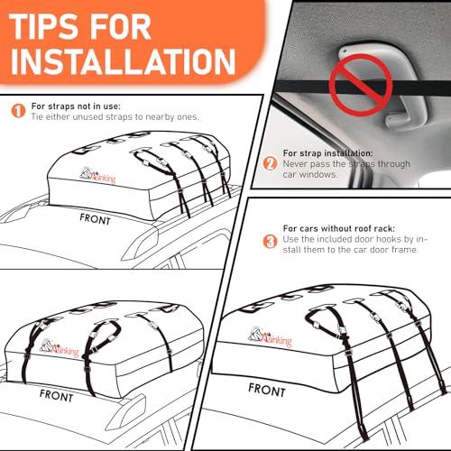 Asinking 15 Cu Ft Waterproof Car Roof Cargo Bag with Security Lock & Accessories