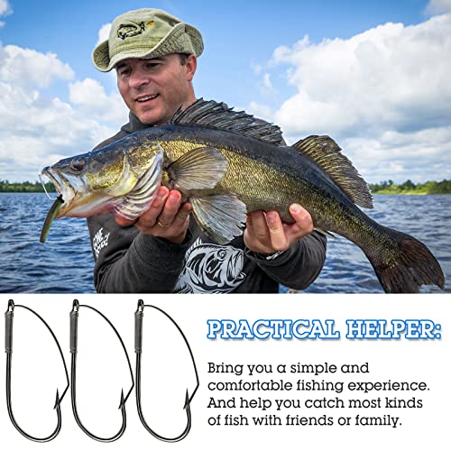 Sumind Weedless Wacky Rig Hooks - 50 Pcs Carbon Steel Fishing Hooks 1/0, Snag-Free Bass Lure Hooks