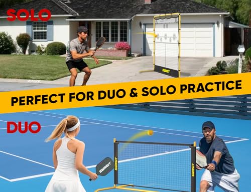 Pickleball Rebounder Practice Net Set - 6FT Portable Solo & Partner Training System - Light Yellow
